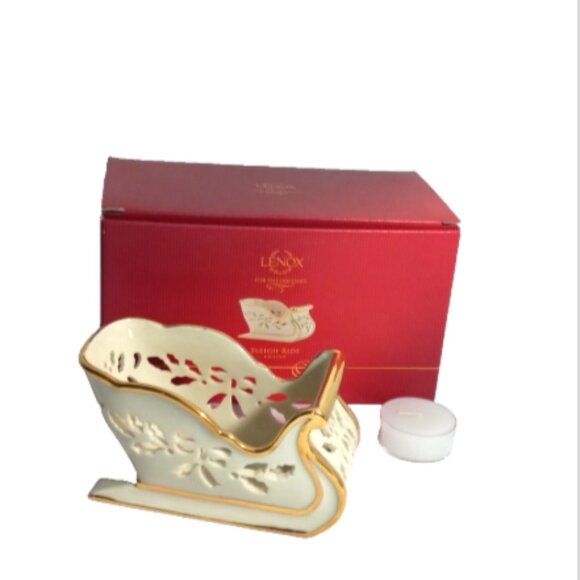 Rare Lenox For The Holidays Sleigh Ride Votive Candle Holder Christmas NIB - Picture 1 of 16